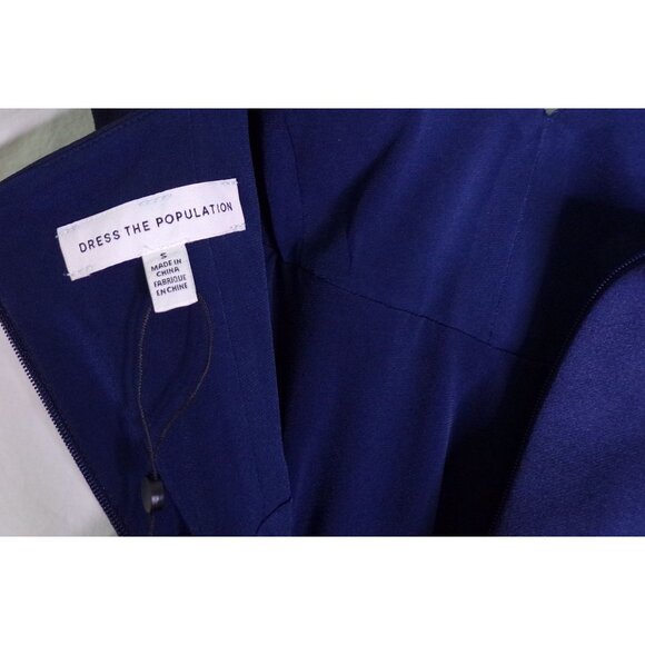 🆕 DRESS THE POPULATION Dana Dress Navy Blue Small - Picture 10 of 12